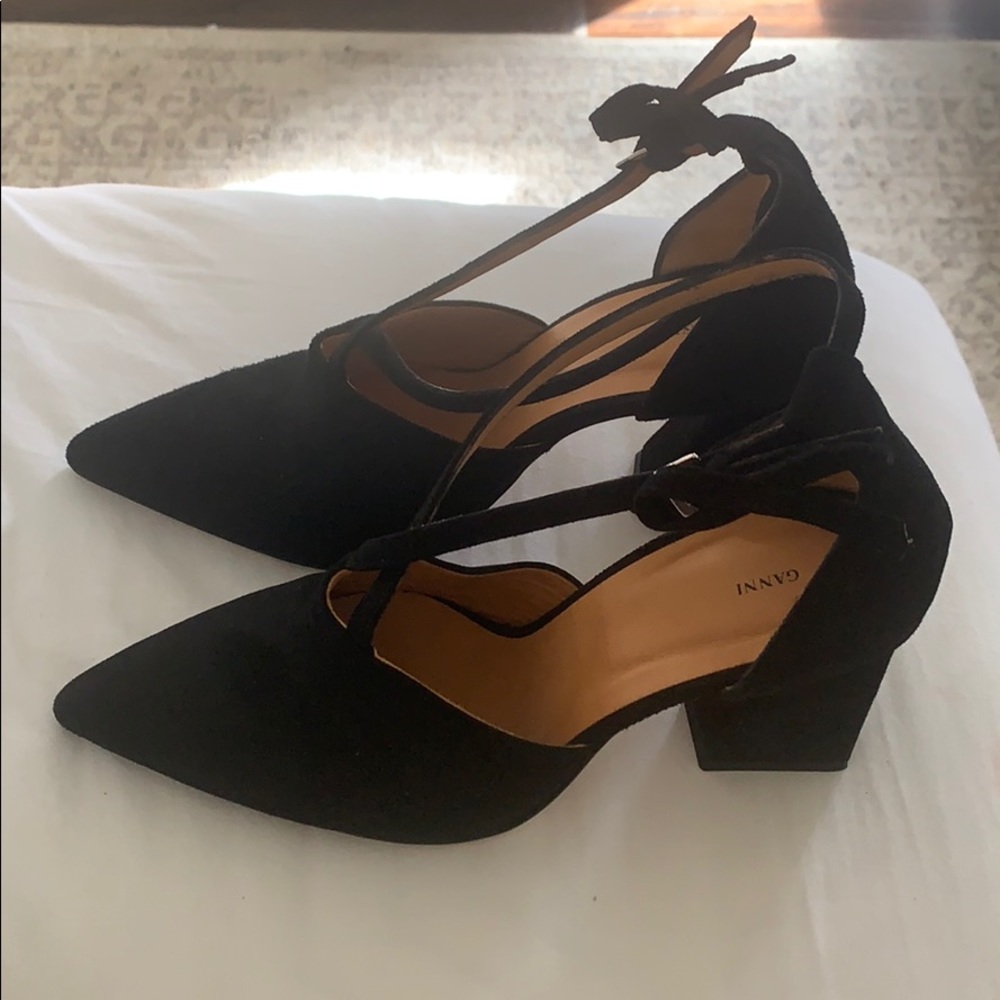 Ganni Suede Black Heels